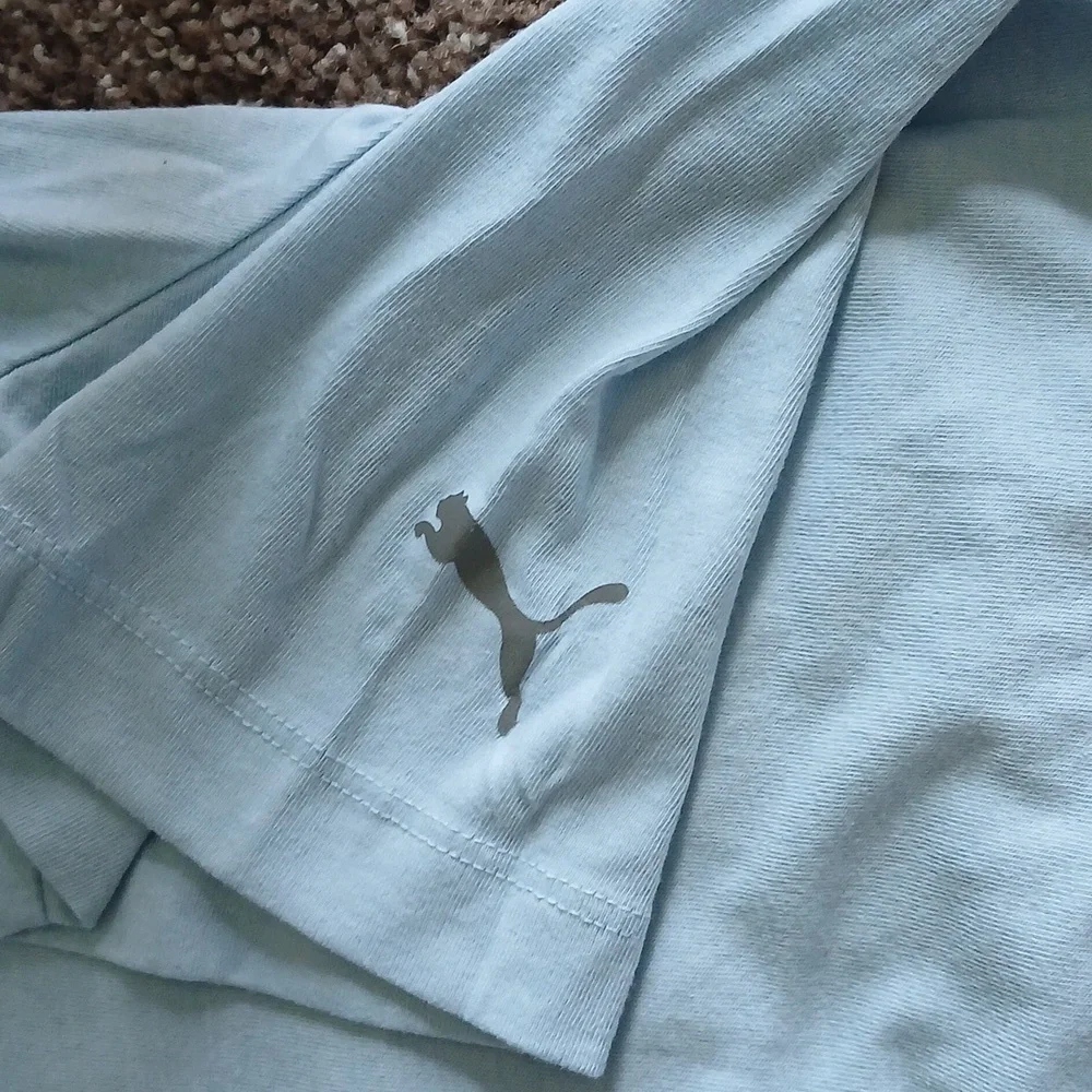 PUMA mens baby blue logo tee shirt size medium - Picture 11 of 11